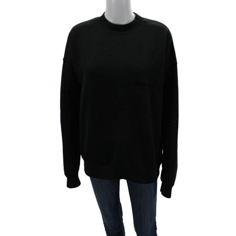 Essentials Unisex Pullover Sweatshirt Black Crewneck Cotton Size S